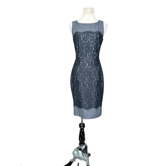 Banana Republic gray black lace overlay sheath dress size 0 - Picture 8 of 11